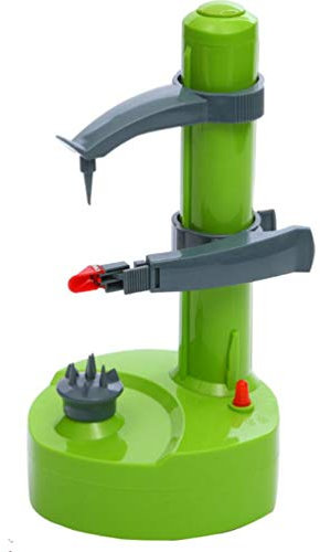 Pelador eléctrico automático de patatas de frutas, pelador eléctrico, pelador automático giratorio de manzanas, pelador de patatas, máquina de cocina multifunción de acero inoxidable (verde)