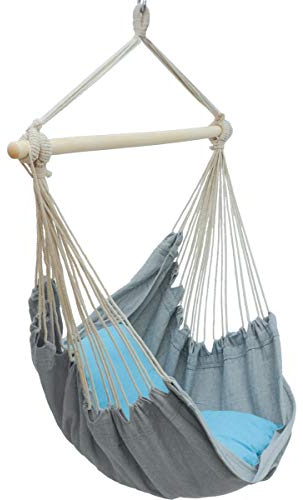 AMANKA Kinder Hängesessel mit Kissen - Bequeme Hängeschaukel für Kinderzimmer, Wohnzimmer, Balkon, Garten - Indoor und Outdoor Hängestuhl aus Baumwolle für Mädchen und Jungen - Belastbar und gemütlich