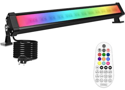 CLV RGB LED Light Bar 42W Wall Washer Stage Light with RF Remote Control, 3600LM Colour Changing Adjustable Disco Lights for DJ Stage Disco Garden Party Halloween Christmas Festival Decorative