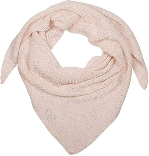 styleBREAKER Damen Strick Dreieckstuch | Weiches Schultertuch mit Reiskorn Muster | Unifarbenes Dreiecktuch aus Wolle Mix | Made in Italy | 190 x 72 cm, Rose