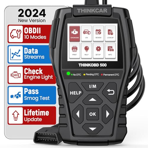 THINKOBD 500 OBD2 Scanner Check, Engine Car Code Reader, THINKCAR OBDII Diagnostic Scan Tool, Read and Clear Error Codes, 2.8 Inches Dispaly
