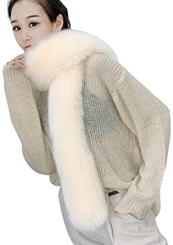 PengGengA Fuskpäls halsduk för kvinnor lång hals varmare enfärgad sjal mjuk wrap cape (beige, en storlek)