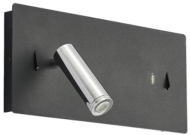 Lucande LED Wandleuchte, Wandlampe Innen Kimomit USB Anschluss (Modern) in Schwarz aus Metall (2 flammig) - Wandstrahler Wandbeleuchtung Schlafzimmer/Wohnzimmer Wohnzimmerleuchte