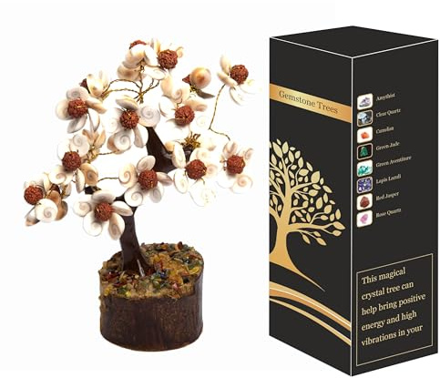 Wonder Care Gomti Rudraksha-Edelstein, Bonsai-Baum, Baum des Lebens, Chakra-Steine, Chakra-Geldbaum, Kristallbaum für Positive Energie, Gomti Rudraksha-Baum (54 Perlen)
