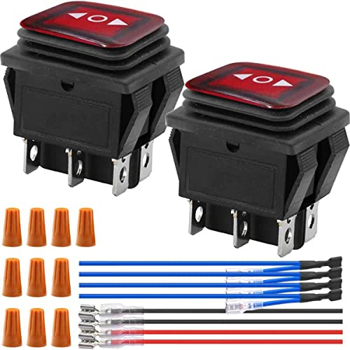 Xiatiaosann Interrupteur à bascule 3 positions 6 broches marche/arrêt/marche momentané Interrupteur inverseur de polarité DC 12V AC 220V DPDT bouton de bateau de voiture, 2 pièces