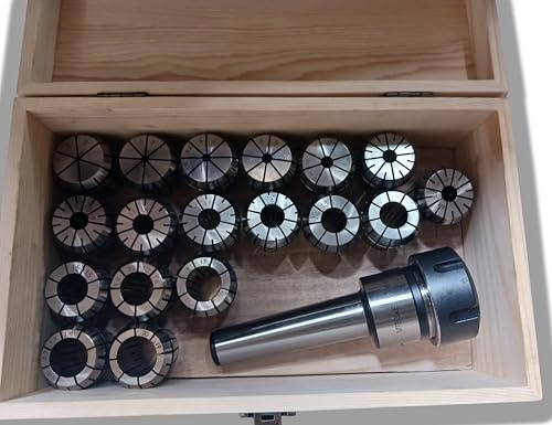 K-Gualda Collet Chuck Hand for Lathe MT3-ER32 M12 and ER32 Collet Chuck Set (18 Piece)