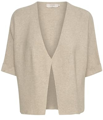 Cream Kvinnors Bolero Oversized Fit kortärmad öppen kofta V-hals dam, Oat Melange, XS-S