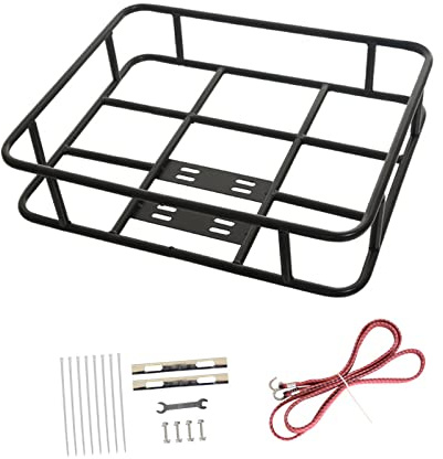 F Fityle Metall Fahrradkorb Hinten Abnehmbar, Bike Basket Front Rear, Motorcycle Rear Luggage Rack, Motorrad Gepäckträger Ersatz mit Seil für Radfahren Lieferkarton, 48 cm x 38 cm