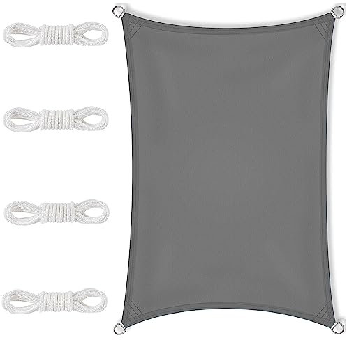 Sun Sail Shade 5.5 x 5.5 m(18.04 x 18.04ft) PES Polyester 98% UV Block Hot Tub Shelter Pergola Awnings With Rope with Free Rope for Outdoor Garden Patio Party Backyard, Dark Grey