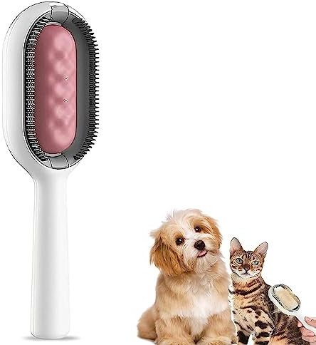 COITROZR Dog Brush With Water Tank-ChicSoleil Pet Hair Removal Comb With Water Tank Add Essence Liquid Massage Portable Professional Cat Brushes Pet Hair Remover For Grooming &Cleaning (Color : Pink-
