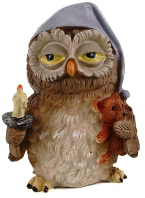 VOGLER Joh. Vogler GmbH Funny Gufi - Nacht Eule mit Kerze Teddybär und Schlafmütze 8 cm Dekofigur