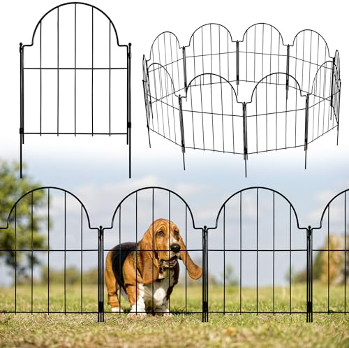 Thealyn Decorative Garden Fence 10 Panels No Dig Metal Fencing 43 cm (H) × 3.3 m (L) Animal Barrier Border for Dog, Landscape Edging with No Dig Stakes for Yard Lawn Patio Flower Beds Outdoor