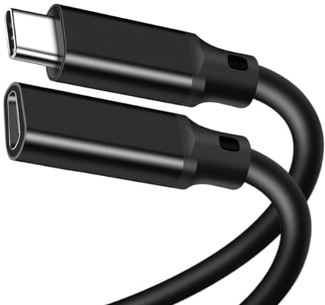 H.May Cavo di prolunga USB C, estensore USB 3.2 Gen 2 (10Gbps) maschio-femmina, carica rapida 4K@60HZ, per trasferimento dati, ricarica, audio, dispositivi video-Nero (3meter)
