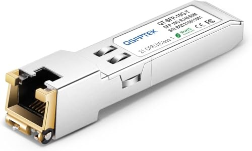 QSFPTEK 10GBASE-T SFP+ RJ45 Transceiver up to 80m, 10G SFP+ to RJ45 Copper Mini-GBIC Modul für Cisco SFP-10G-T-S, Ubiquiti UF-RJ45-10G, D-Link, Supermicro