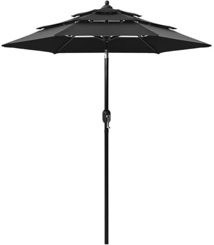 JUDYY Sombrilla de 3 niveles con poste de aluminio negra 2 m, Parasoles De Jardin, Sombrilla Piscina, Sombrilla Terraza Exterior, Parasol Playa, Sombrillas Para Jardin - 313858