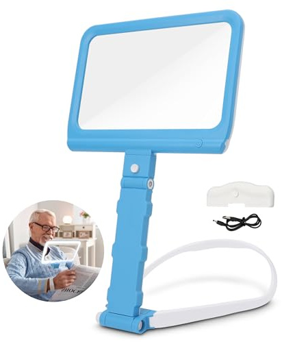 ZYODUOB Lupa 5X con luz, lupa Manos Libres con 48 LEDs, lupa para la lectura, la costura y la caída de la vista en las personas mayores.
