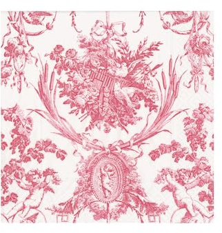 Caspari Romantische Toile Rose Cocktail-Servietten, 20 Stück pro Packung