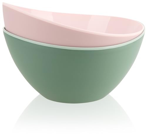 COM-FOUR® 2x tazón de plástico - ensaladera irrompible - frutero grande - práctico tazón para mezclar 3,4 L - platos de camping para picnics, buffets, jardines, fiestas infantiles [la selección varía]