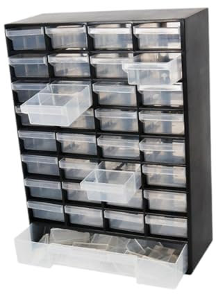 DimyFew Cassetto Contenitore portaoggetti Organizer Cassetta degli Attrezzi, Contenitore per organizzazione Garage per bulloni Parti Perline Artigianato, Nero