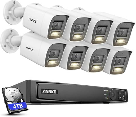 ANNKE 4K Caméra de Surveillance, Détection de Personne et Véhicule, 8CH 4To NVR avec Camera Poe 8 X 8MP, Kit Camera Surveillance avec 30M Vision Nocturne, Fente pour Carte microSD, IP67 Etanche