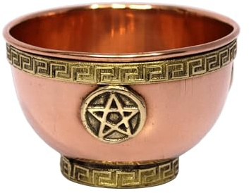 eSplanade Pentacle Kupfer-Schüssel, 7,6 cm, ideal für Altargebrauch, rituelle Verwendung, Räuchergefäß, Verschmierschale, Dekorationsschale, Angebotsschale