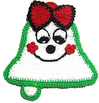 Presina di Natale ad uncinetto bianca a forma di campanella 15x16 cm (47NT) - Made in Italy