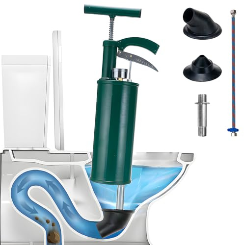 LEMOTO Druckluft-Rohrreiniger, Abflussreiniger-Pumpe mit Luftkompression und Luftdruckanzeige Druck-Toilettenkolben 2 in 1 Toilettenkolben für Toilette/Spüle/Badewanne/Fußbodenabfluss