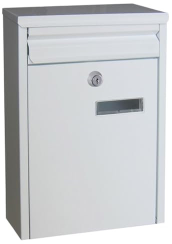 PNAJFUEL Letterbox Mail Box Wall Mount Locking Mailbox Iron Secure Letterbox Postbox with Keys for Home Post Box Drop Box/White/24X8X32Cm