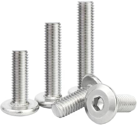 GUIPENG M6 M8 M10 M12 304 Edelstahl Abgeschrägte Sechskantschraube mit flachem Rundkopf und Innensechskantschraube for Möbel und Holz(8mm,M6-(10Pcs))