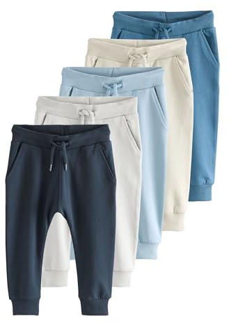 NEXT Garçon Pantalon de Jogging Skinny, Lot de 5 Blue/Ecru/Navy Blue 6 Ans-7 Ans
