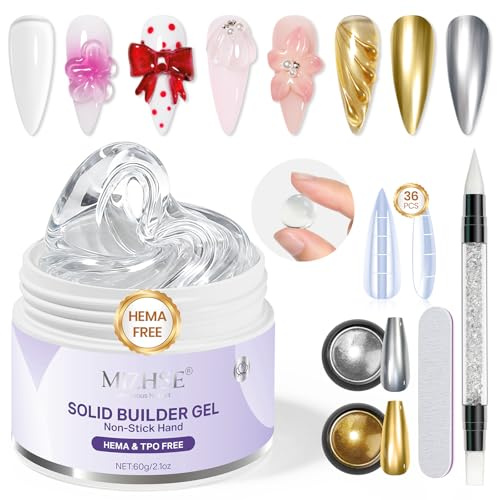 MIZHSE 3D Gel Nail Art HEMA-frei TPO-frei Modelliergel für Nägel Klar 60g | 3D Gels für Gelnägel & Nägel, Sculpting Nail Gels, Antihaft-Hand, UV Builder-Gel