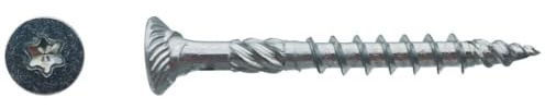 100 Vis Bois TK3 Tête Fraisée Crantée Torx F/Partiel 6 x 120 mm - Zingué blanc - D-Work
