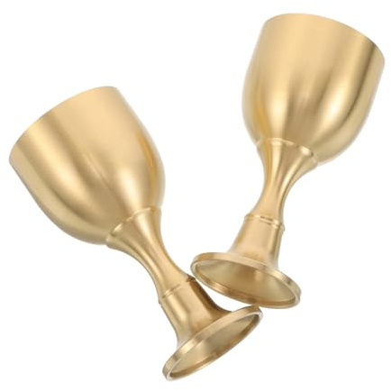 AUTSUPPL Lot de 2 Calices Médiévaux en Laiton Doré Grand Format Coupes de Communion Décoratives pour Rituels Religieux Verres à Vin Originaux pour Décoration Renaissance et Événements