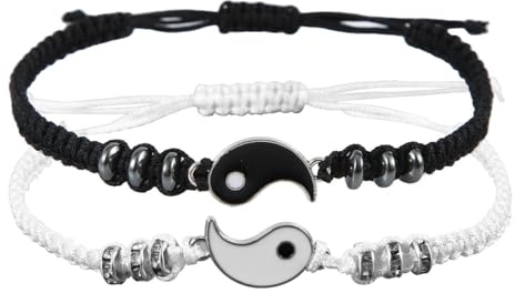 Voyoo 2 st vänskapsarmband, Yin Yang armband justerbar matchande snöre armband par armband hans och hennes relation smycken gåvor för vänner par