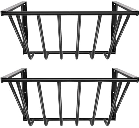 Wall Mounted Hay Feeder & Blanket Holder, 35.5 Long Gal Heavy Duty Steel Hay Rack for Horse Stall, Goat Shed, Sheep Barn, Organizer for Feeding and Storage