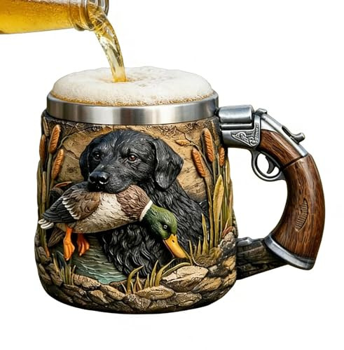 Taza de acero aislada, taza de bebidas de 350 ml, diseño de doble pared con retención de temperatura, accesorio de acero inoxidable, tema de perro con bonito estilo, taza reutilizable para el hogar