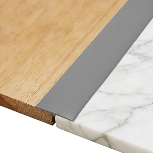 Barra de transición de perfil en T, perfil de transición autoadhesivo, umbral de puerta de PVC, compensación de altura del suelo, listón de cobertura para suelos de parqué, laminados (gris, 2 m x 5 cm