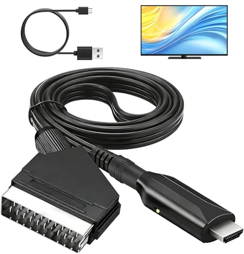 kcrnw SCART to HDMI Converter with USB Cable SCART Input to HDMI Output Lead Video Audio HD 720/1080P Converter Connection for DVD Player HDTV Monitor Projector STB VHS Xbox PS3 Sky Blu-Ray