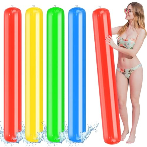 4 Stück Schwimmnudel, 105cm/ 35.43 in Super Langer Aufblasbarer Poolnudel, Langlebiger Schwimmstange Pool für Kinder und Erwachsene, Schwimmnudel Float Spielzeug Zum Baden oder Aquasport