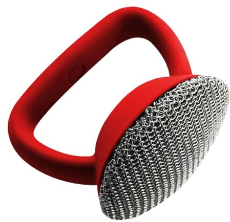 WRITWAA Steel Wire Brush with Handle for Cast Iron Pans, 316 Stainless Steel Long Handle Pot Scrubber, Metal Mesh Scraper for Kitchen Dish Cleaning and Pan Maintenance