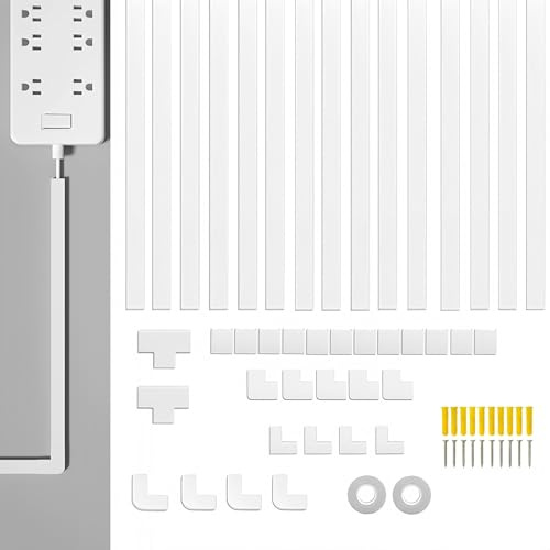 6M Cable Trunking Kit, 15 x 10mm Trunking for TV Cables, Self Adhesive Wall Cable Tidy, Wire Covers Wall, Cable Management to Hide Wall Mount TV Powers Cords in Home Office (15PCS/6M)