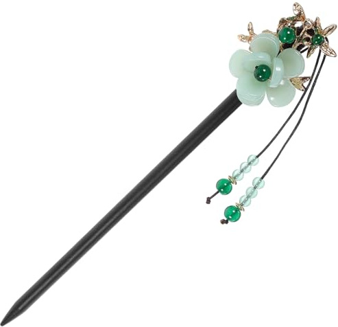 Forcina per Chioma in Legno, Bastoncino Vintage Verde per Chignon | Stile Cinese Elegante, Effetto Decorativo, Si Inserisce Facilità e Tiene i Capelli Saldi