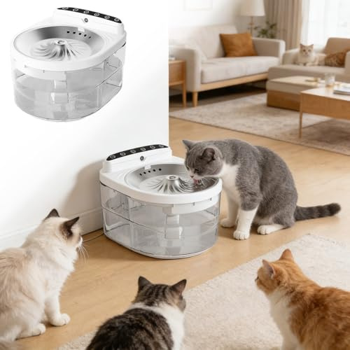 2026 Dispensador de Agua Automático Inteligente para Gatos Recargable Interior Salón Balcón Cachorro Gatos (Blanco, 22.5x19x15cm)