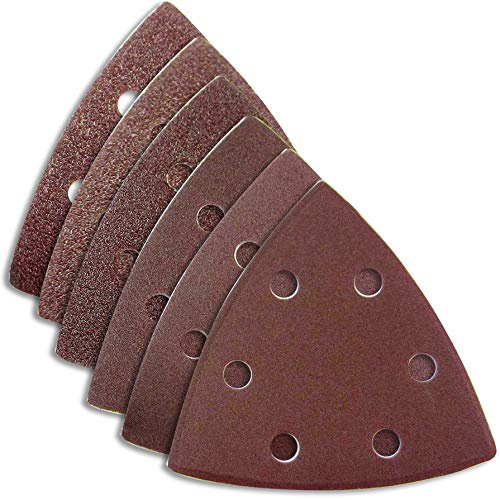 HKB Schleifdreiecke, 300 Stück, 93x93x93mm, 6-Loch | Delta-Schleifer, je 50 Stück K40,60,80,120,180,240, Schleifmittel Korund, Profi-Qualität, Artikel-Nr. 20151