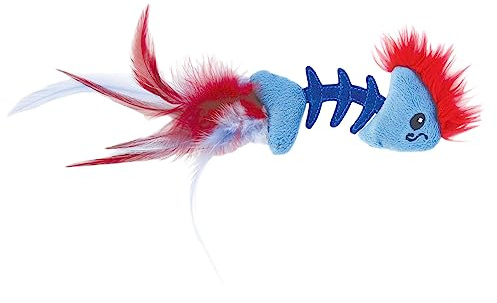 Petstages Feather Fish Bone - Kattleksak - med kattmynta - blå
