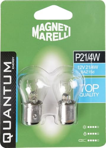 Quantum Energy Paire d'ampoules Biluce Magneti Marelli P21/4W pour voiture, connexion BAZ15d, 12 V, 21/4 W