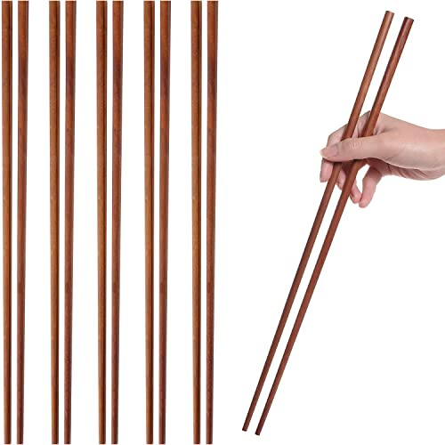 Donxote Matlagning ätpinnar, extra långt trä kök stekpinne 40 cm – brun (6 par)