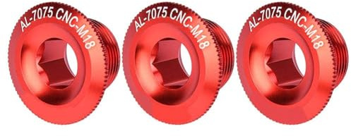 Alomejor 3er Set 18mm Fahrrad Kurbelkappe Aluminiumlegierung Kurbel Set f¨¹r Fahrrad Welle Achse mit Schraube Mutter rot