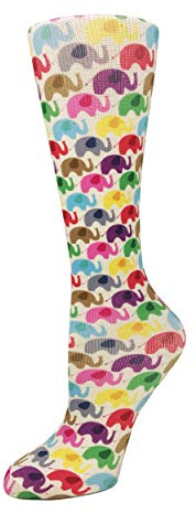 Cutieful 'Knee High Compression Socks 8-15 mmHg' Footwear (Rainbow Elephants, Women's Shoe Sizes 5-11)