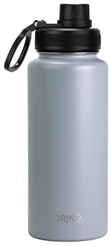 DRINCO Stainless Steel Water Bottle Spout Lid Vacuum Insulated Double Wall Water Bottle Wide Mouth (40oz 32oz 22oz 18oz 14oz) Leak Proof Keeps Cold or Hot (32 oz, 32oz Asphalt Gray)